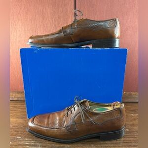 Men's Johnston & Murphy Brown Leather Lace-Up Dress Shoes Size 10M Made In Italy